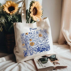 LA NOCHE ESTRELLADA 1889 Bolsa, Vincent, Vincent Van Gogh, Noche Estrellada, Bolsa Van Gogh, Bolsa de Arte, Bolsa de Artista, Bolsa de Lona, Bolsa de Artista
