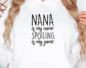 Nana Long Sleeve Top  Cozy Grandma Style With Hoodie Graphic For Family Moments