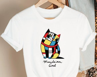 ARTIST CAT, Mondrian Cat Tee, Cat Tshirt, Mondrian Shirt,Piet Mondrian,Cat Shirt,Cat Tee,Mondrian,Artist Tee,Art Tee Shirt,Art Gift,Cat Gift