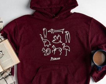 Picasso Animals Art Hoodie, Pablo Picasso Inspired Tee
