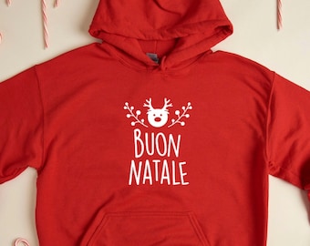 Buon Natale Italian Christmas Hoodie, Reindeer Tee