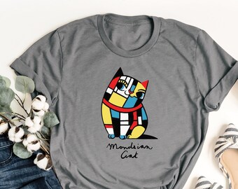 ARTIST CAT, Mondrian Cat Tee, Cat Tshirt, Mondrian Shirt,Piet Mondrian,Cat Shirt,Cat Tee,Mondrian,Artist Tee,Art Tee Shirt,Art Gift,Cat Gift