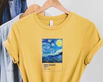 STARRY NIGHT 1889 Tee, Vincent Tee, Vincent Van Gogh, Starry Night, Van Gogh Shirt, Art Tee Shirt,Vincent Shirt,Artist Tee, Artist Tee Shirt