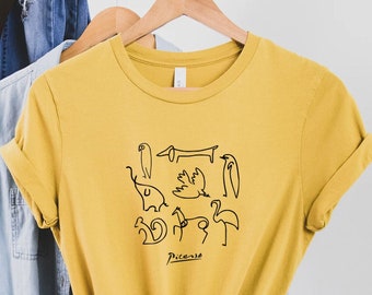 PICASSO Animals Tee, Picasso Tee, Animal Tee, Animal Shirt, Picasso Art, Artist Tee, Peace Tee, Artwork Tee Shirt, Pablo Picasso