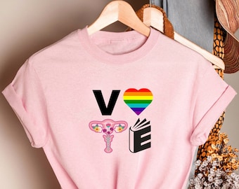 Vote Symbols Shirt, Intersectionality Tee, Social Justice Gift, Reproductive Rights, LGBTQ Ally Shirt, Banned Books, BLM Fist, Feminist