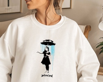 BANKSY Umbrella Girl Sweatshirt, Banksy Shirt,  Art Shir Valentine's Day