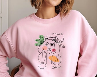 War and Peace 1952 Line Art Face Sweatshirt Drawing Minimalist Graphic Present For Artist