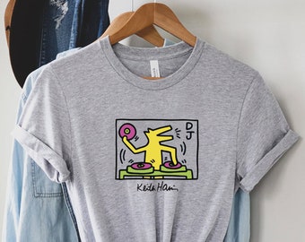 Keith Haring DJ DOGTee,Doodle Tee,Dog Tee,Dog Shirt,Dog Mom Tee,Dog Dad Tee,Dog Mom,Keith Haring,Art Shirt,Shirt,Artist Tee,Art Tee,Art Gift