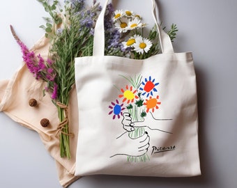 PICASSO FLOWERS Bag, Art Bag, Picasso, Artist Tote Bag, Art Tote Bag, Artist Bag, Artist Bag, Picasso Tote, Art Gift, support Ukraine