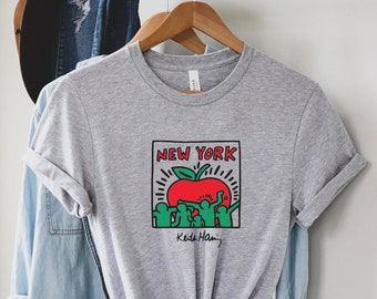 Keith Haring New York Tee, New York Shirt, New York Tee, Big Apple, Big Apple Tee,Keith Haring,Art Shirt, Shirt,Artist Tee, Artist Tee Shirt