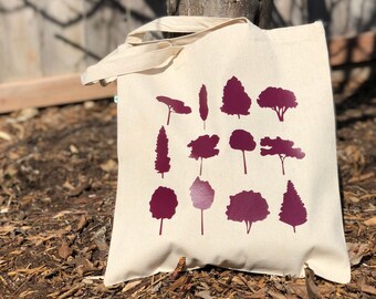 Forest Trees Tote Bag, Cottagecore Aesthetic, Vintage Botanical Print, Woodland Nature Gift, Pine Tree Art, Forestcore Canvas Shopper