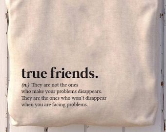 True Friends Eco Friendly Recycled Canvas Tote Bag, Definition Bag, Canvas Shoulder Bag, Cotton Tote Definition Bag