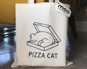 PIZZA CAT Bag, Cat Tote Bag, Cat Tote, Cats, Meow Bag, Yummy Bag, Yummy Cat