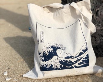 OCEAN Wave Bag,  KANAGAWA Wave, Japanese Wave Bag, Japanese Tote, Wave Bag, Sea Tote Bag, Cotton Bag, Birthday Gift, aesthetics tote bag