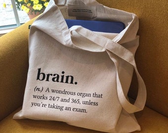 Brain Eco Friendly Recycled Canvas Tote Bag, Definition Bag, Canvas Shoulder Bag, Cotton Tote Definition Bag