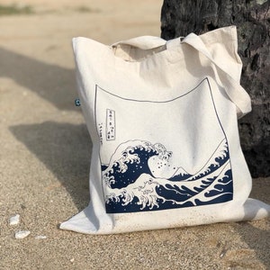 OCEAN Wave Bag,  KANAGAWA Wave, Japanese Wave Bag, Japanese Tote, Wave Bag, Sea Tote Bag, Cotton Bag, Birthday Gift, aesthetics tote bag