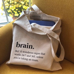 Brain Eco Friendly Recycled Canvas Tote Bag, Definition Bag, Canvas Shoulder Bag, Cotton Tote Definition Bag
