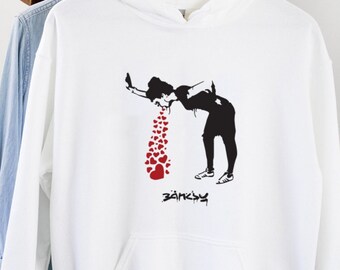 Banksy Heart Vomit Street Art Hoodie And Long Sleeve Minimal Street Art Design Unisex Cotton