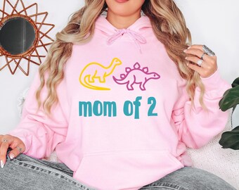 Mom Of Dinosaurs Long Sleeve Top With Hoodie Design For Fun Family Style