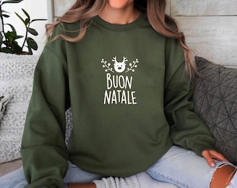Buon Natale Sweatshirt, Italian Christmas Crewneck  Sweater Gift for Nonna Italy Xmas