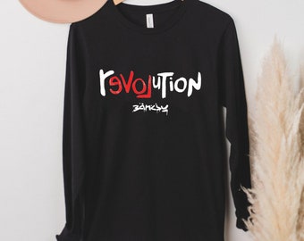 rEVOlution by Banksy Hoodie & Long Sleeve Minimalist Street Art Graphic