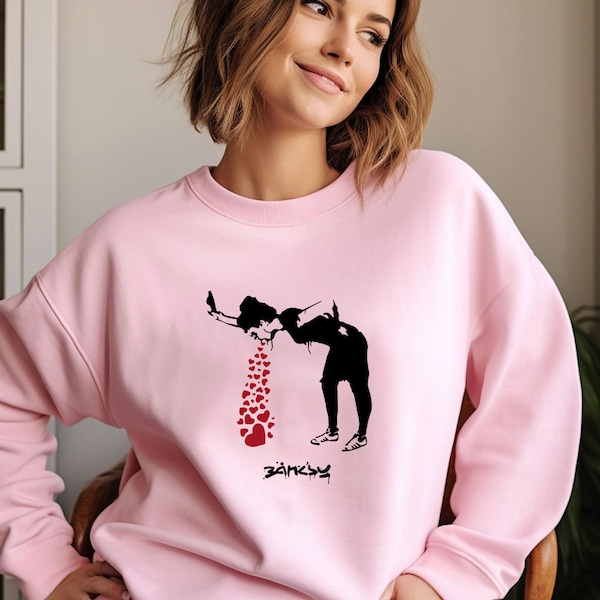 Love Sick BANKSY Sweatshirt, Valentine's Day shirt, Love Shirt, Banksy Sweatshirt, Banksy shirt,Banksy,art gift,gift for her,Valentine's Day