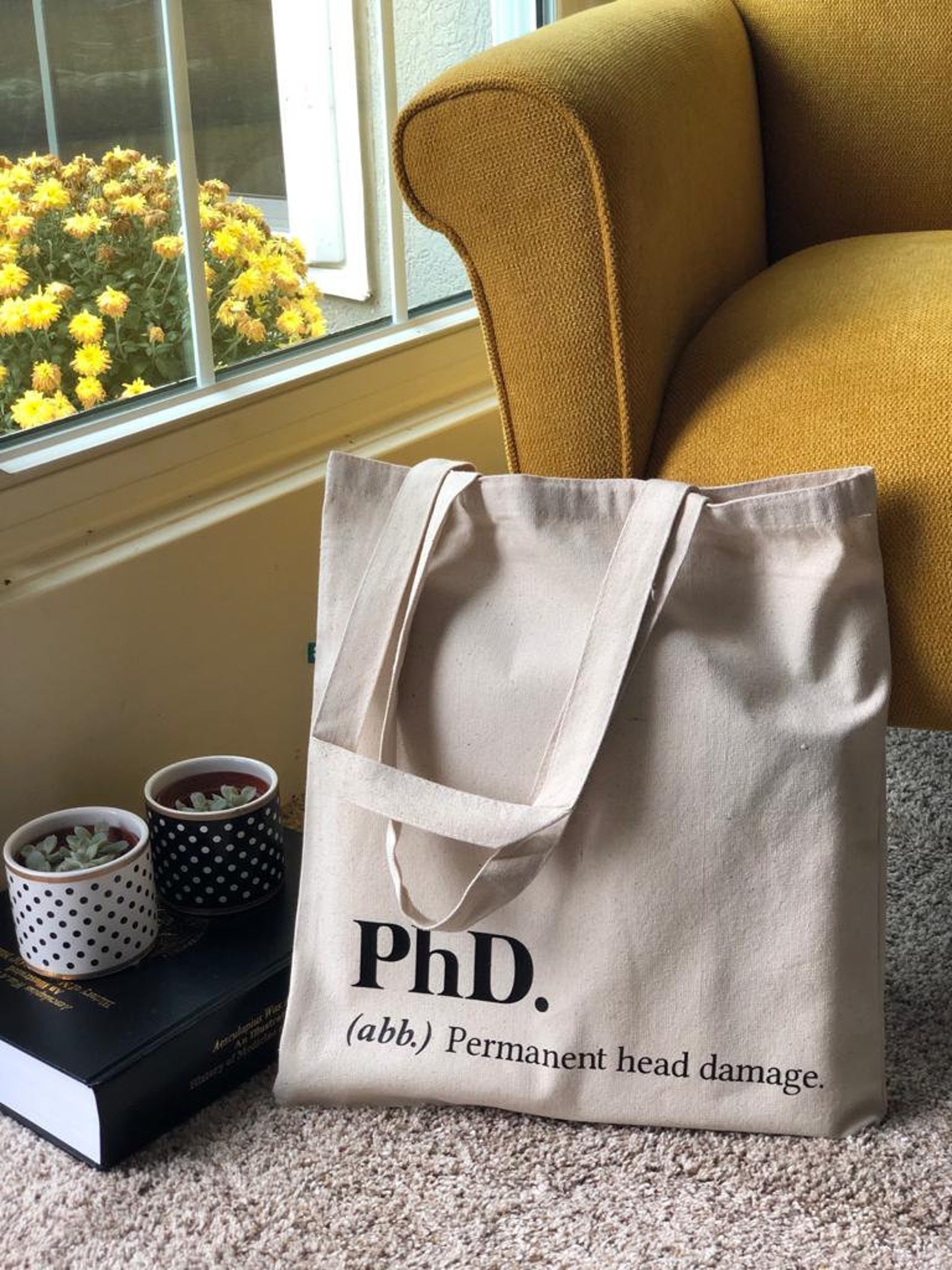 Phd Canvas Tote Bag Doctorate Academic Graduationchristmas Etsy