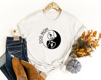 Yin Yang Dog Shirt, Zen Dog Mom Gift, Spiritual Pet Lover Tee, Minimalist Dog Mama Top, Harmony Puppy T-Shirt, Boho Animal Rescue Gift