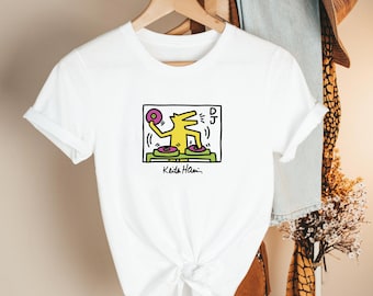 DJ Line Art T-Shirt, 1980s Inspired Turntable Graphic Tee
