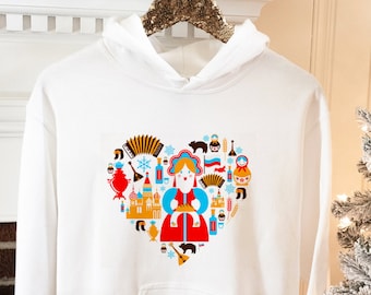 RUSSIA LOVE Hoodie Shirt, Russian Christmas, Russian Tee, Russia Shirt, Russia Hoodie, Russian style, Russian New Year, Russian Christmas