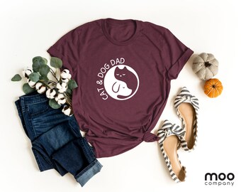 Cat and Dog Dad T-Shirt, Dad T-Shirt, Dad Tee, Dog Dad, Christmas