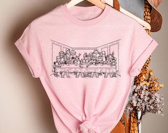 Robots Last Supper T-Shirt Da Vinci Futuristic Line Art Tee