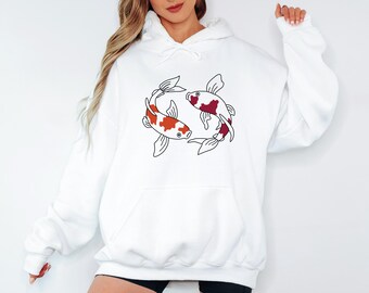 Koi Fish Japanese Art Long Sleeve & Hoodie With Vintage Boho Aesthetic Design