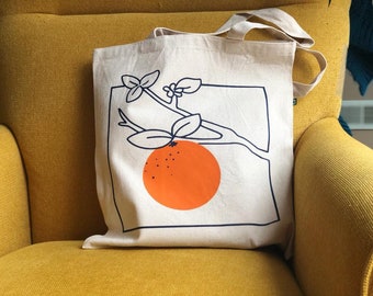 ORANGE On The  BRANCH,ORANGE Canvas  Tote Bag, Orange  Canvas Bag Tote, Aesthetics tote bag,Aesthetics