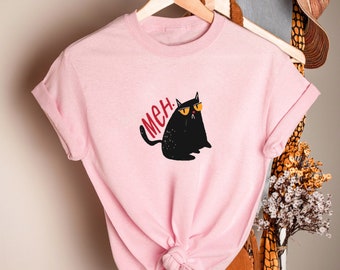 MEH CAT Tee, Cat Tee,, Black Cat Tee, Black Cat Shirt,