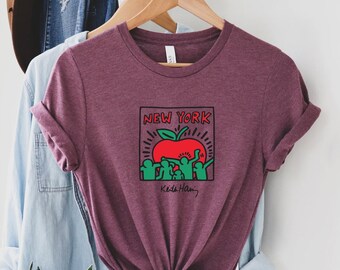 Keith Haring New York Tee, New York Shirt, New York Tee, Big Apple, Big Apple Tee,Keith Haring,Art Shirt, Shirt,Artist Tee, Artist Tee Shirt