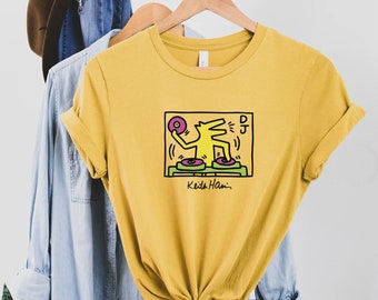Keith Haring DJ DOGTee,Doodle Tee,Dog Tee,Dog Shirt,Dog Mom Tee,Dog Dad Tee,Dog Mom,Keith Haring,Art Shirt,Shirt,Artist Tee,Art Tee,Art Gift