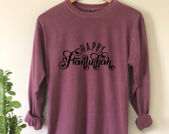 Happy Hanukkah Long Sleeve Tee, Jewish Holiday Shirt