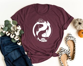 KOI FISH Shirt, Yin Yang Koi Tee, Koi Shirt, Koi Fish Tee, Koi Fish Shirt, Ocean Tee, Fish, Christmas Gift, Girlfriend Gift, Birthday Gift