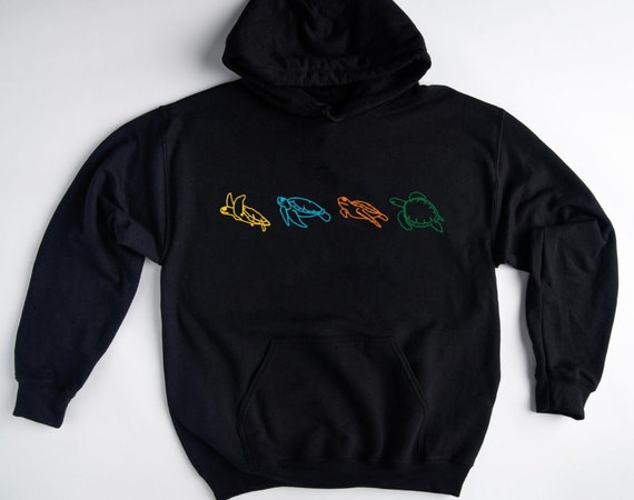 Sea Turtles Hoodie & Long Sleeve Minimal Ocean Wildlife Line Art Coastal Graphic