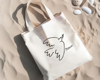 PICASSO Peace Dove Tote, Peace Bird Bag, Art Bag, Picasso Tote Bag, Picasso, Art Tote Bag, Gift Bag, Christmas Gift Bag, New Year Gift Bag