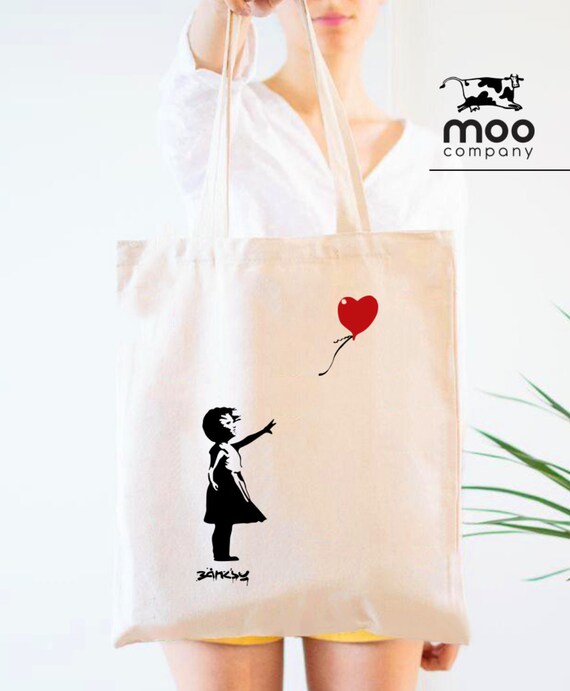 BANKSY Girl With Balloon Bag Valentine s Day Bag Love Gift banksy Art Bag banksy art Tote Bag artist Bag Art Gift Art Gift Gift for Her Etsy