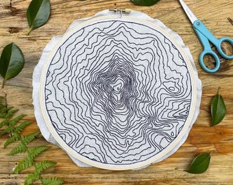 Embroidery Art | Mount Adams | Topographic Map | Needle Point | Needle Art | Washington | Cascades | Washington Cascades | Washington Art