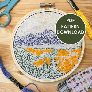 PDF Stickmuster | Grand Teton Nationalpark | Stickmuster | PDF-Anleitung | Stickdatei | Kunst Projekt | Zum Selbermachen