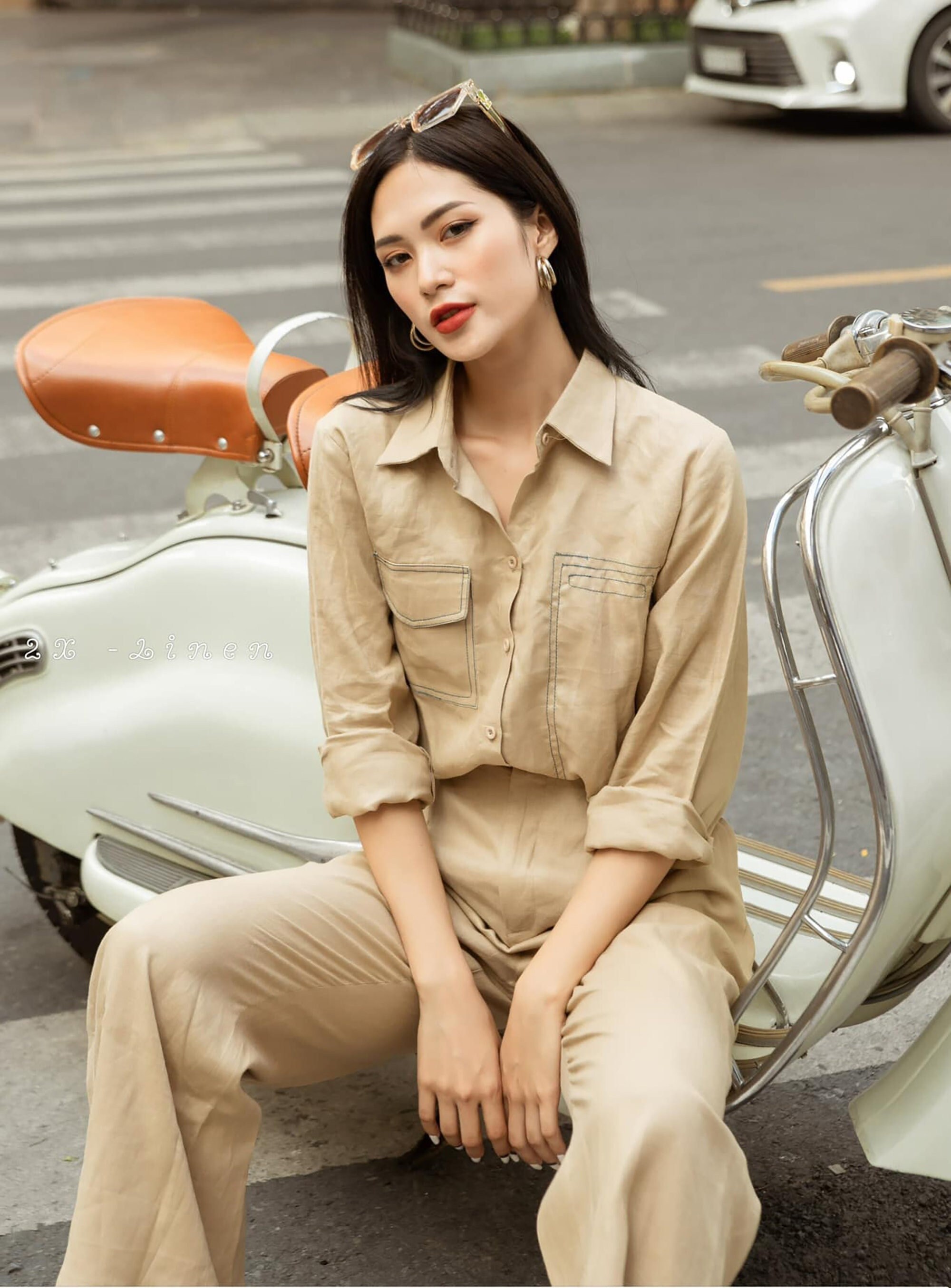 Linen Shirt and Trouser Set Button-up 