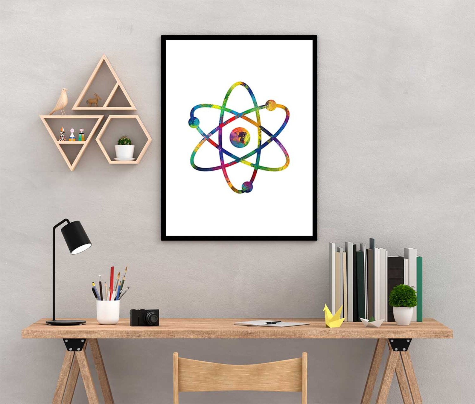 Printable wall art atom science teacher gift digital print Etsy