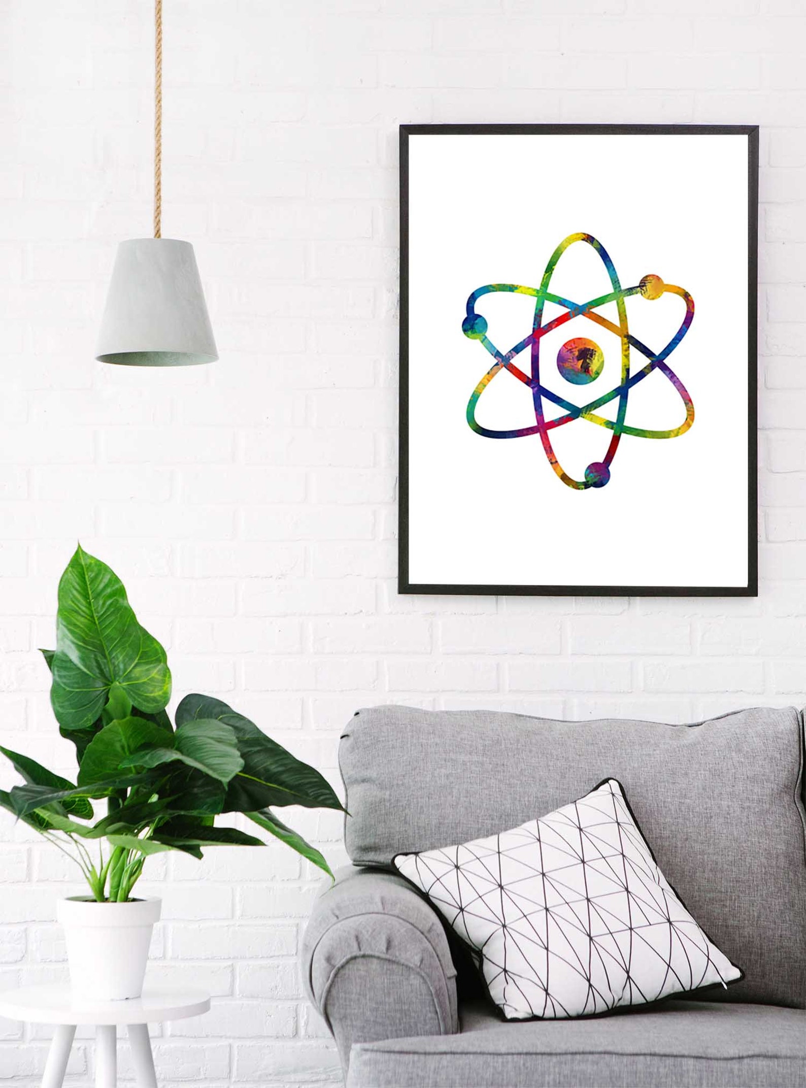 Printable wall art atom science teacher gift digital print Etsy