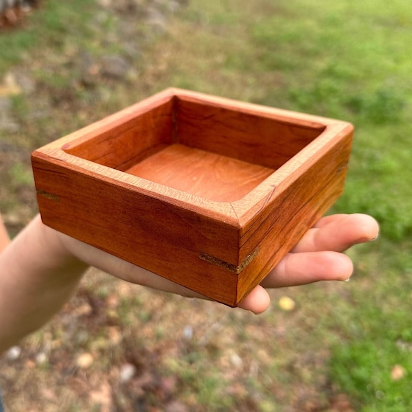 Wooden box, cherry wood box, wooden bin, small desk box, coin box, small box, reclaimed wood box, wooden tray, cherry wood tray, wood box