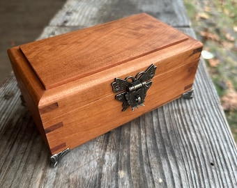 Wooden Box, Cherry Wood Box, Trinket Box, Jewelry Box, Gift Box, Reclaimed Wood Box, Decorative Box, Christmas Gift Box, Rustic Wood Box
