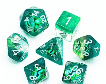 Wyrmling | Green Demonic Eye | Polyhedral Dice Set | Dungeons and Dragons | Pathfinders | Role Playing Dice | RPGs | Gift for Geeks